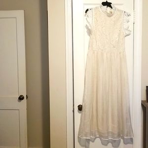 Cream and Lace Midi Dress Size XL